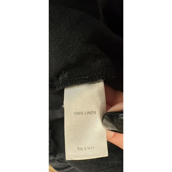 J Jill Love Linen Ankle Crop Pants Size Large TALL Black Elastic Waist Pockets - Picture 10 of 11